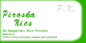 piroska nics business card